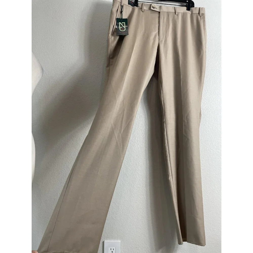 Ted Baker Dress‎ Pants Mens 40 Beige No Ordinary Joe Joey Wool Flat Front